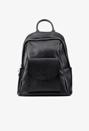 Rucsac dama negru din piele texturata cu buzunar