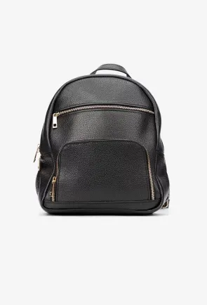 Rucsac dama negru din piele texturata cu buzunare