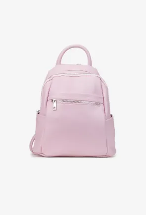 Rucsac dama roz deschis din piele naturala