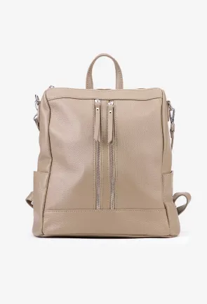 Rucsac dama taupe confectionat din piele texturata