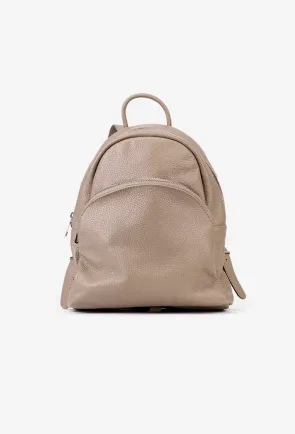 Rucsac dama taupe confectionat din piele naturala