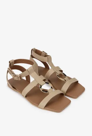 Sandale dama din piele naturala taupe