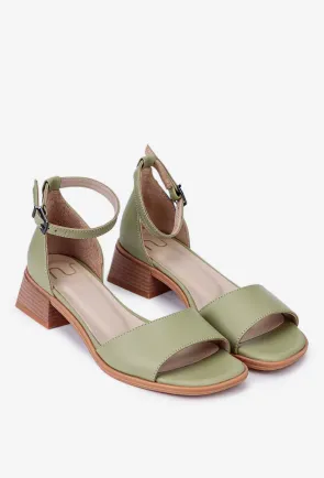 Sandale dama din piele naturala verde deschis NUR