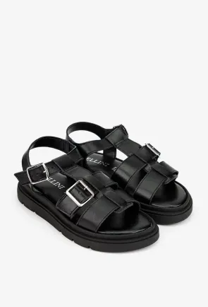 Sandale dama negre din piele naturala