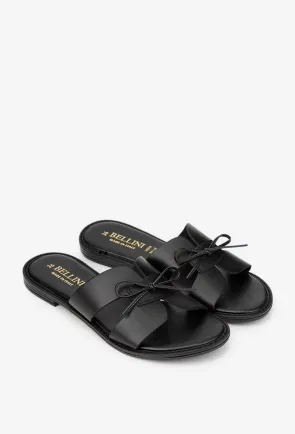 Sandale dama negre din piele naturala model stil papuc