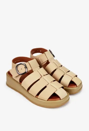 Sandale dama NUR bej din piele naturala