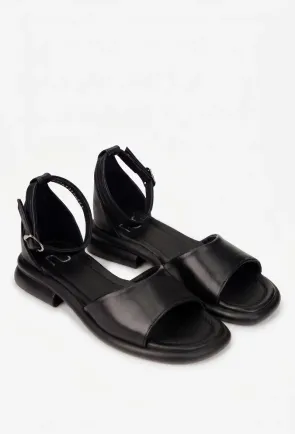 Sandale dama NUR negre din piele naturala