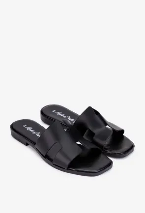 Sandale tip papuc dama din piele neagra