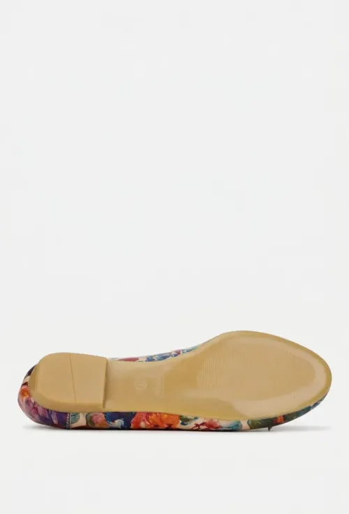 Balerini dama multicolori din piele cu model floral si funda picture - 6