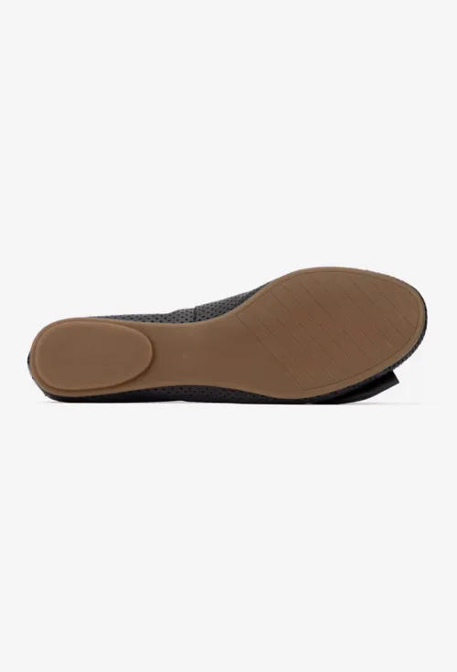 Balerini dama negre din piele perforata cu funda picture - 5