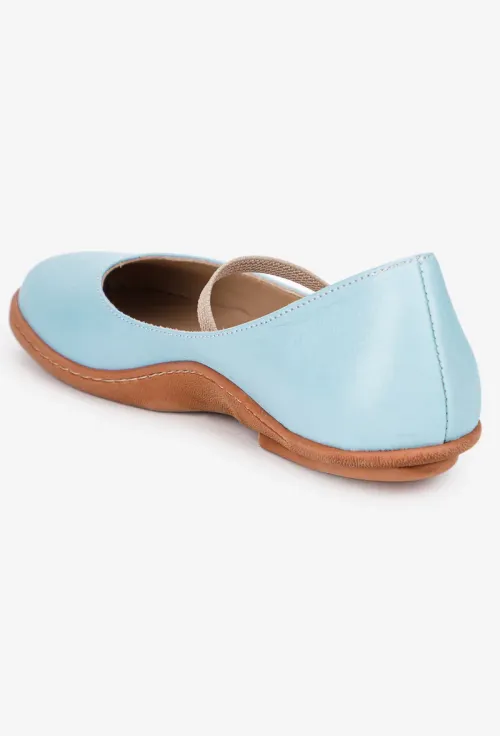 Balerini dama NUR bleu din piele naturala picture - 4
