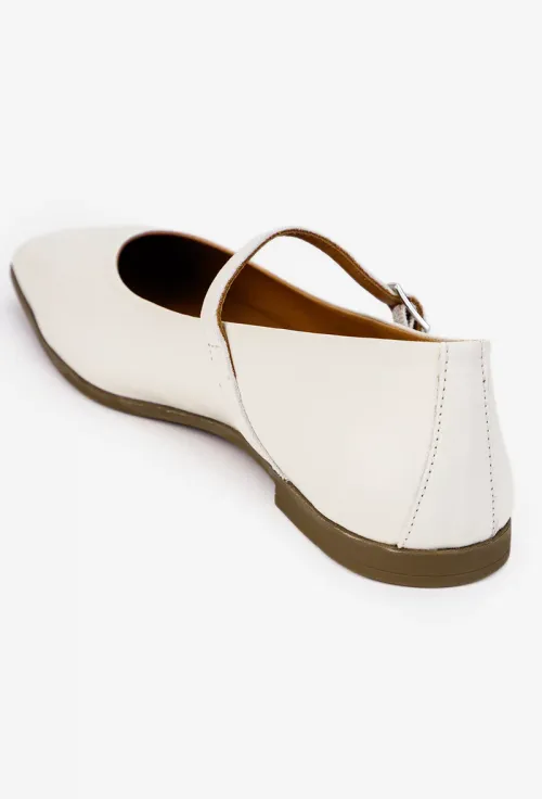 Balerini dama NUR din piele bej deschis cu varful patrat picture - 4