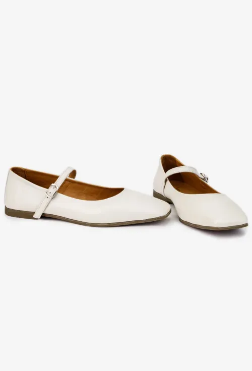 Balerini dama NUR din piele bej deschis cu varful patrat picture - 6