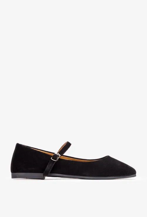 Balerini dama NUR din piele intoarsa neagra cu varful patrat picture - 2