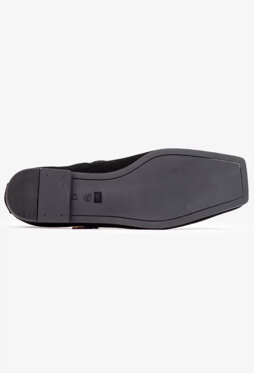 Balerini dama NUR din piele intoarsa neagra cu varful patrat picture - 5