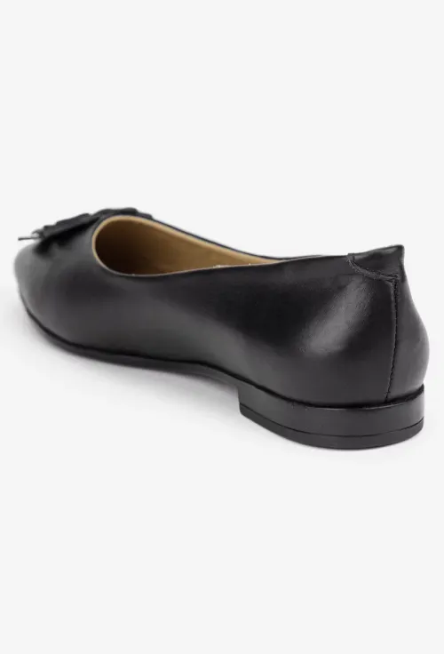 Balerini dama NUR din piele naturala neagra cu floare picture - 4