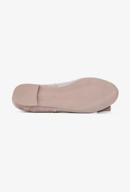 Balerini dama taupe din doua tipuri de piele cu ornament funda picture - 5