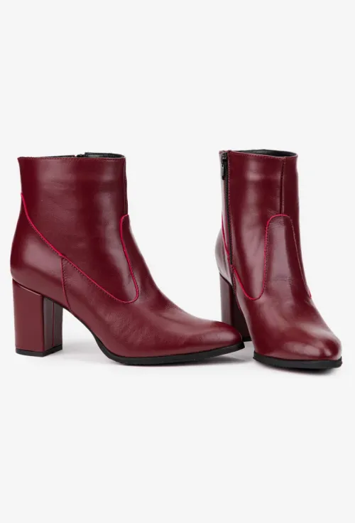 Botine dama bordo din piele naturala picture - 5
