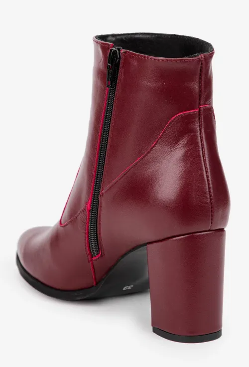 Botine dama bordo din piele naturala picture - 3