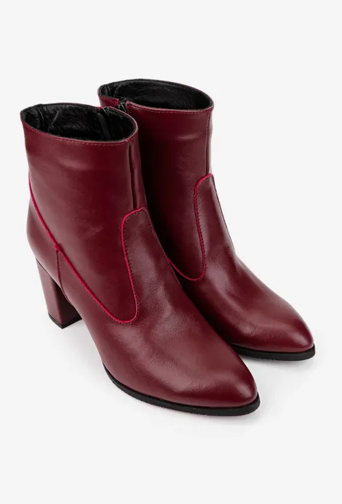 Botine dama bordo din piele naturala picture - 2