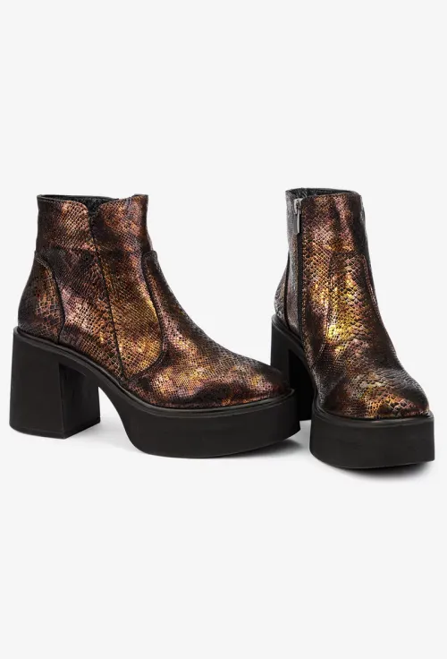 Botine dama deosebite din piele cu model snake print picture - 7