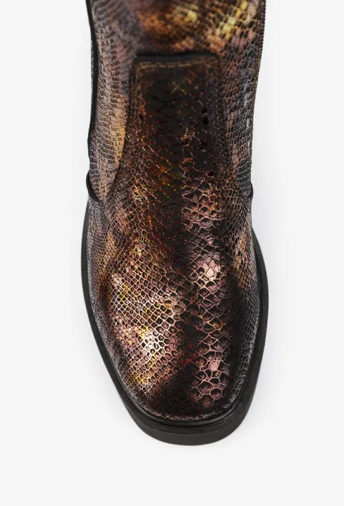 Botine dama deosebite din piele cu model snake print picture - 8
