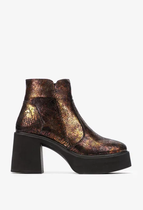 Botine dama deosebite din piele cu model snake print picture - 4