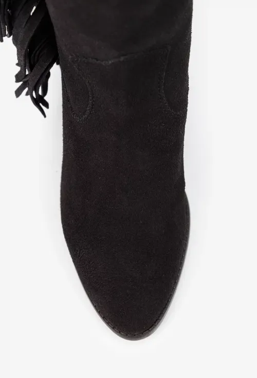 Botine dama din piele intoarsa neagra stil ciocate picture - 7