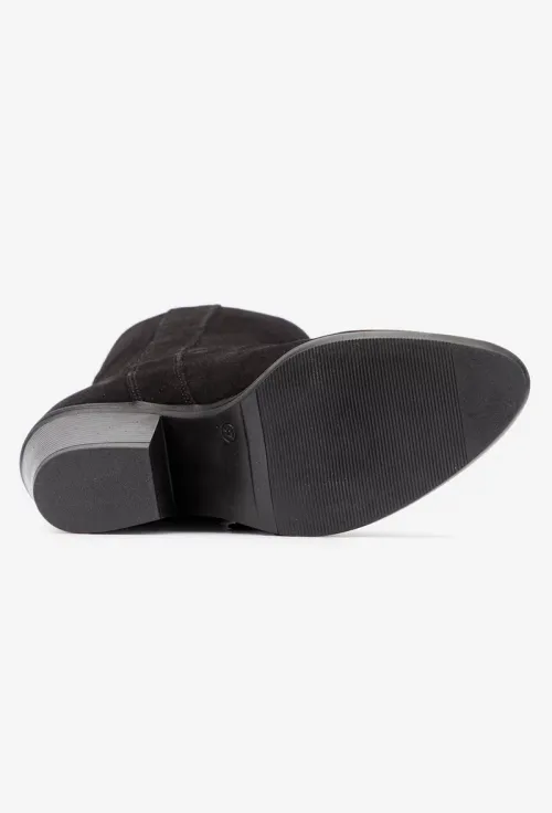 Botine dama din piele intoarsa neagra stil ciocate picture - 5