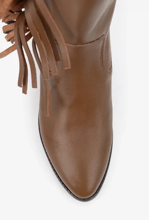 Botine dama din piele maro stil ciocate picture - 6