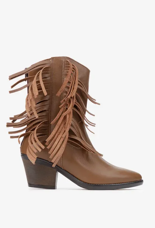 Botine dama din piele maro stil ciocate picture - 2