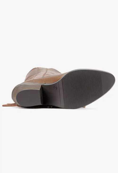 Botine dama din piele maro stil ciocate picture - 4