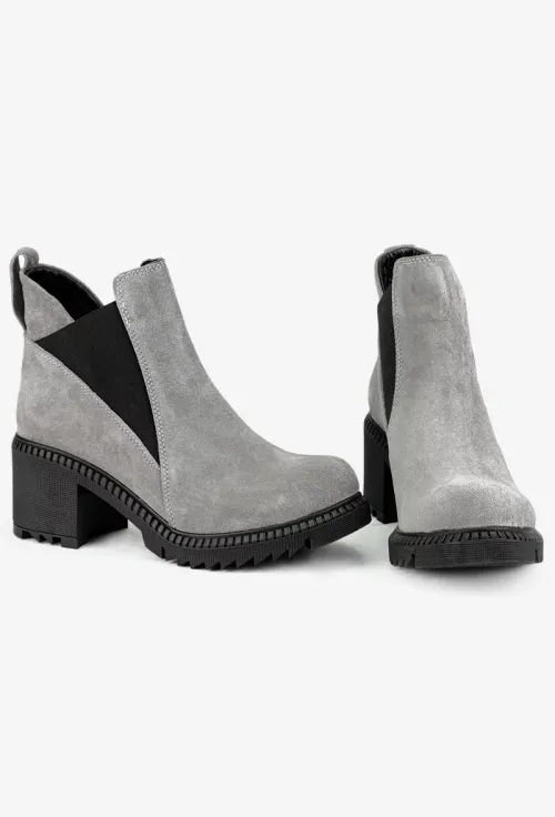 Botine dama gri din piele intoarsa picture - 5