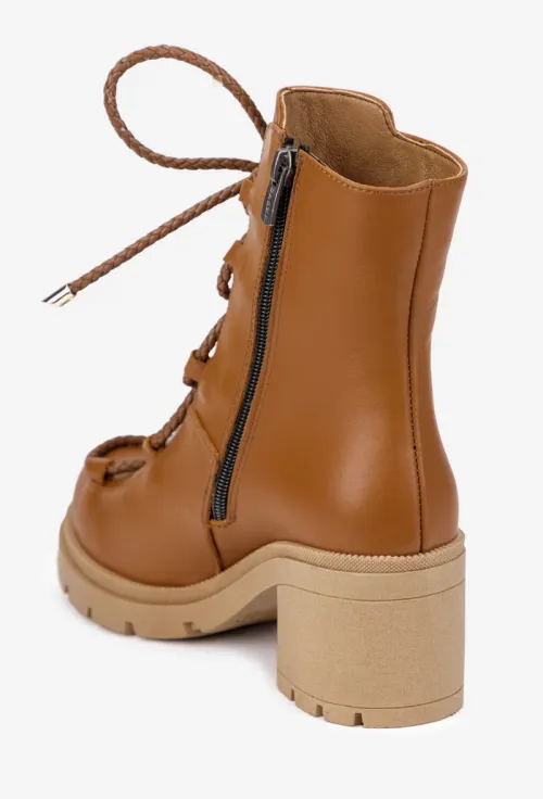 Botine dama maro din piele naturala picture - 4