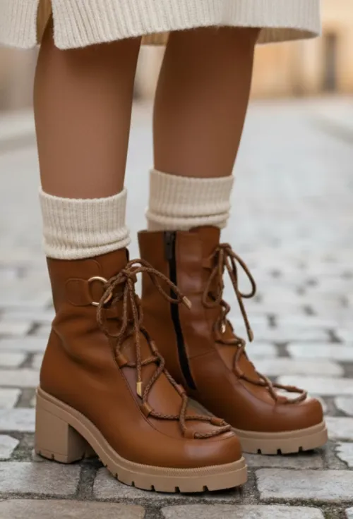 Botine dama maro din piele naturala picture - 2