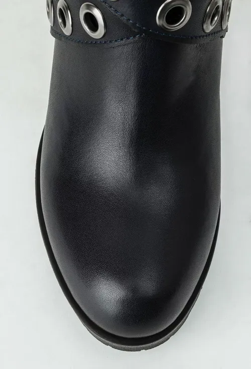 Botine dama navy din piele naturala cu barete cu tinte Tiffany picture - 7