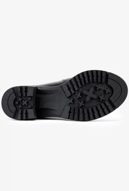 Botine dama negre din piele cu elastic in laterale picture - 4