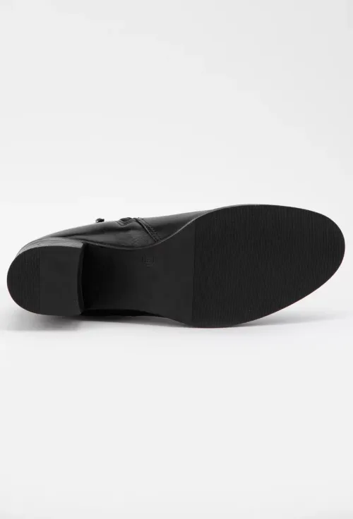 Botine dama negre din piele cu toc si fermoare laterale picture - 5