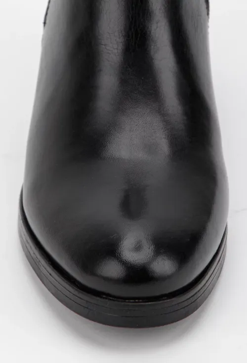 Botine dama negre din piele cu toc si fermoare laterale picture - 7
