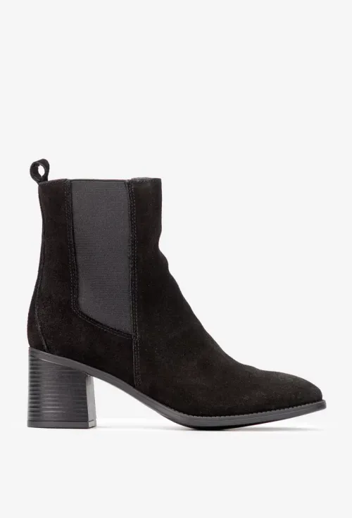 Botine dama negre din piele intoarsa cu elastic picture - 3