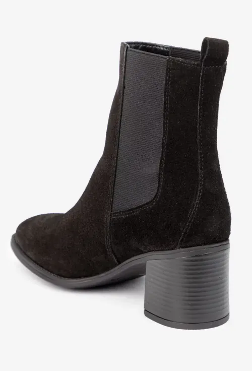 Botine dama negre din piele intoarsa cu elastic picture - 4