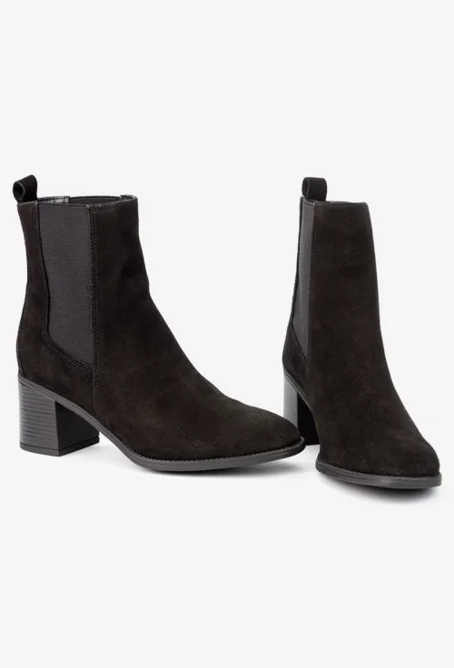 Botine dama negre din piele intoarsa cu elastic picture - 6