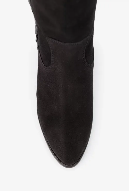Botine dama negre din piele intoarsa cu fermoar la spate picture - 8