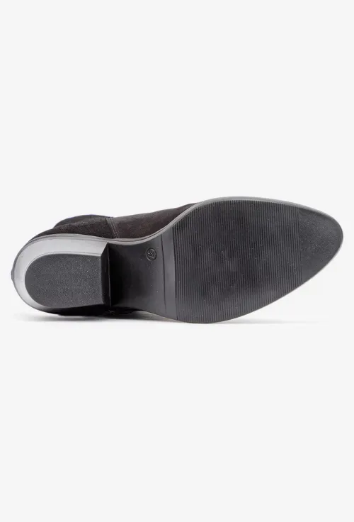 Botine dama negre din piele intoarsa cu fermoar la spate picture - 6