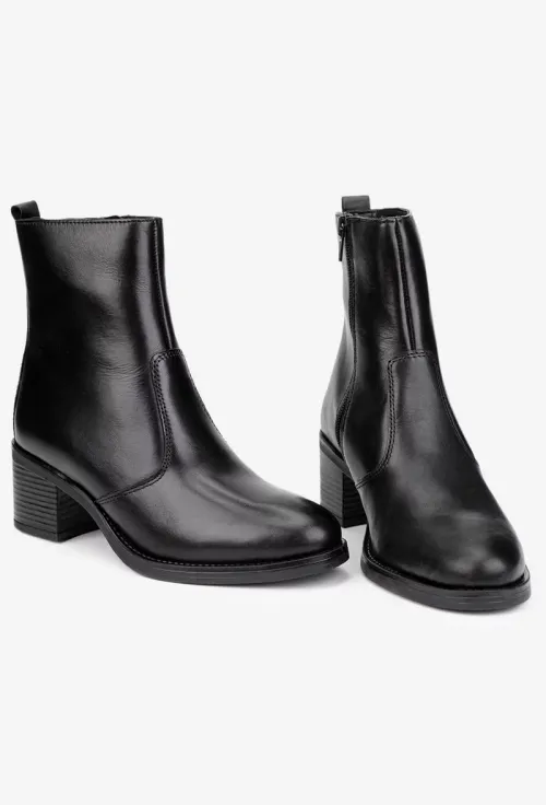 Botine dama negre din piele naturala picture - 7