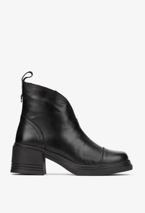 Botine dama negre din piele naturala picture - 3