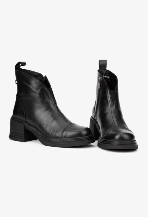 Botine dama negre din piele naturala picture - 6