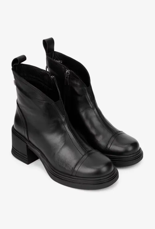 Botine dama negre din piele naturala picture - 2
