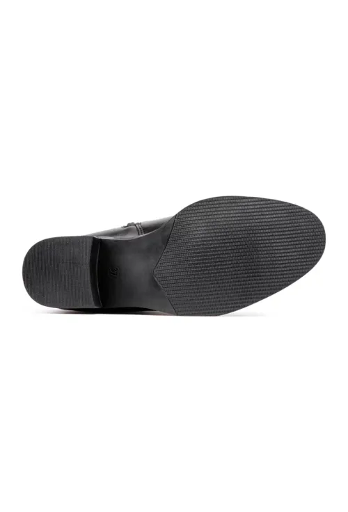 Botine dama negre din piele naturala cu fermoar si elastic picture - 5