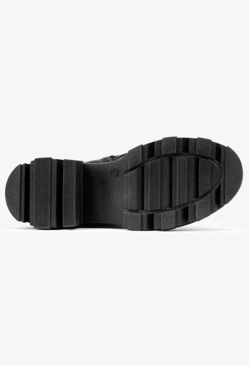 Botine dama negre din piele naturala cu ornament picture - 5